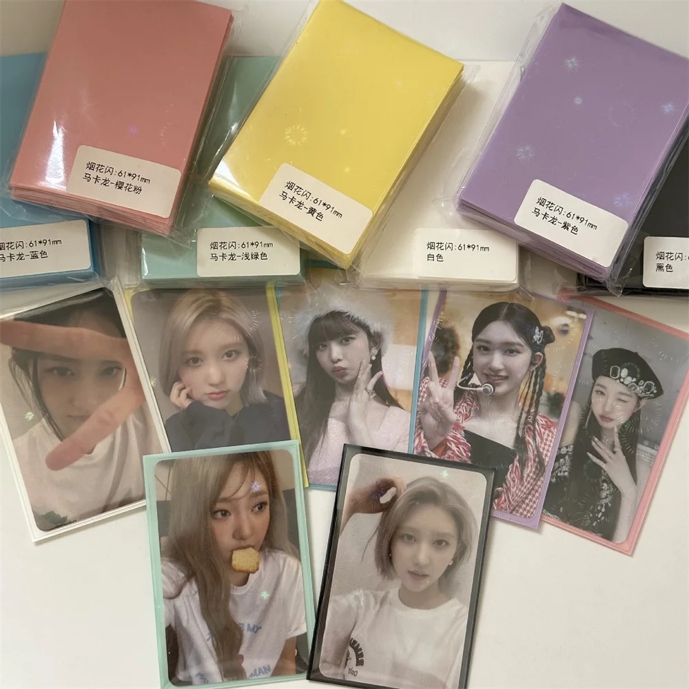 Glitter Kpop Photo Cards Estojo protetor, Titular do cartão Idol, Tampa do cartão DIY, Saco de armazenamento de cartão Star, 50pcs por pacote