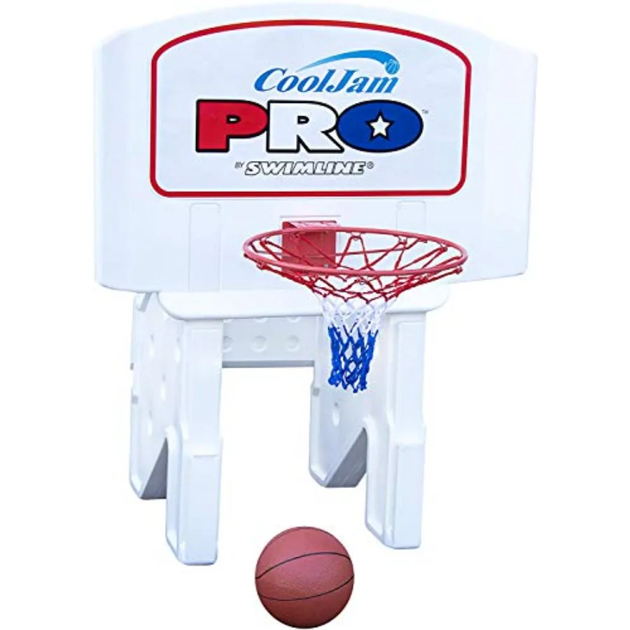 

Pool basketball hoop with hard molded backboard, blue color, adjustable heights for versatile aquatic play, sturdy weighted bas