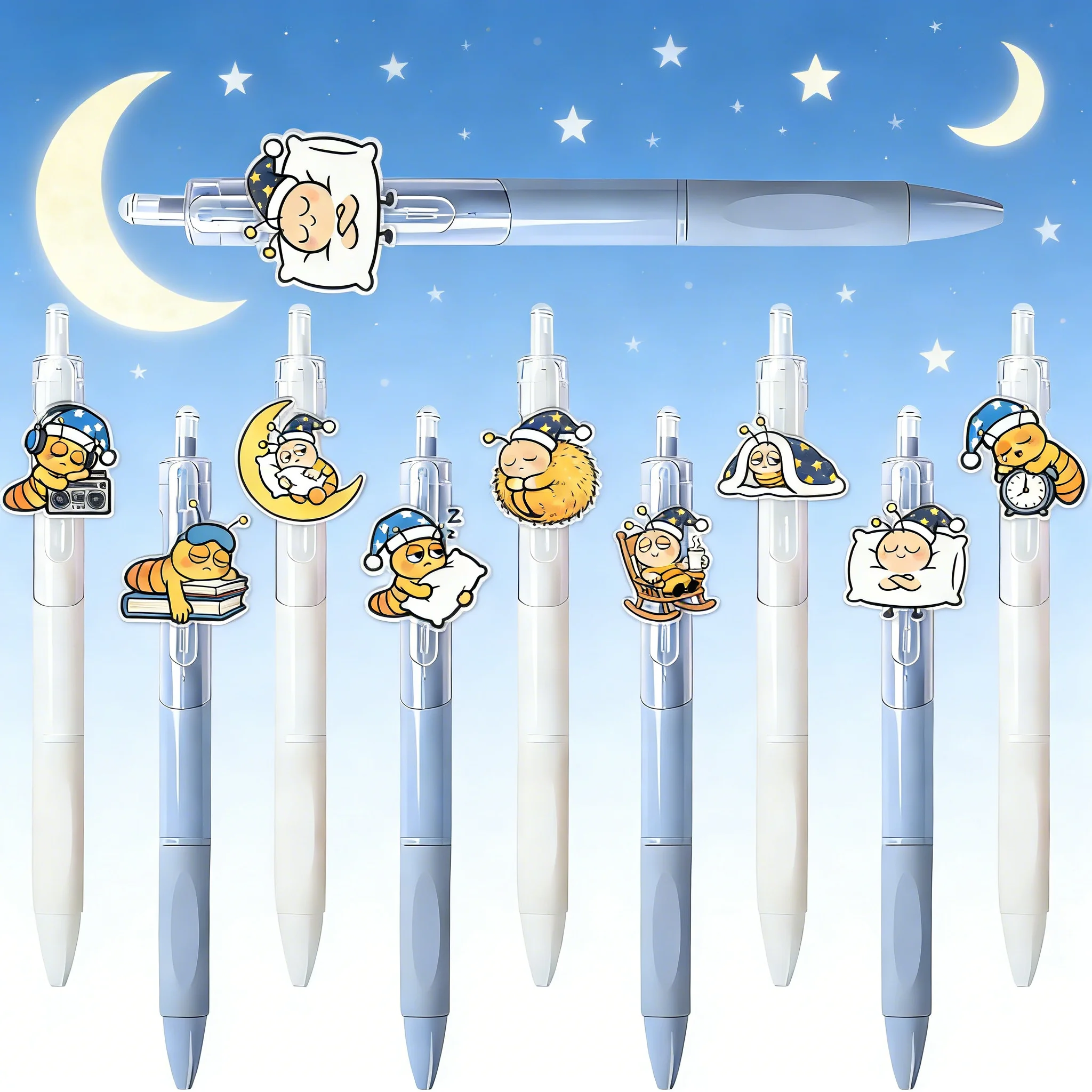 

Набор гелевых ручек «Сонный жук» (11 или 16 шт.) – креативные декоративные гладко пишущие канцелярские принадлежности для студентов и офиса