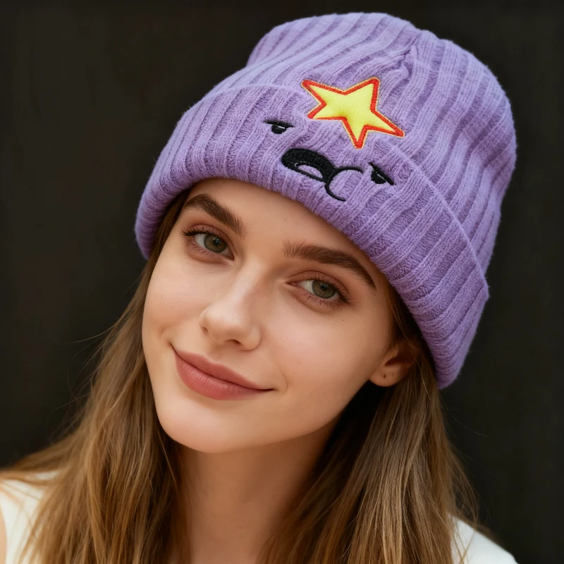 1 قطعة قبعة صغيرة شتوية دافئة من الصوف الأرجواني ، قبعة صوفية للرجال والنساء ، أغطية جمجمة مطرزة ، قبعة محبوكة من الأكريليك لحماية الأذن #2