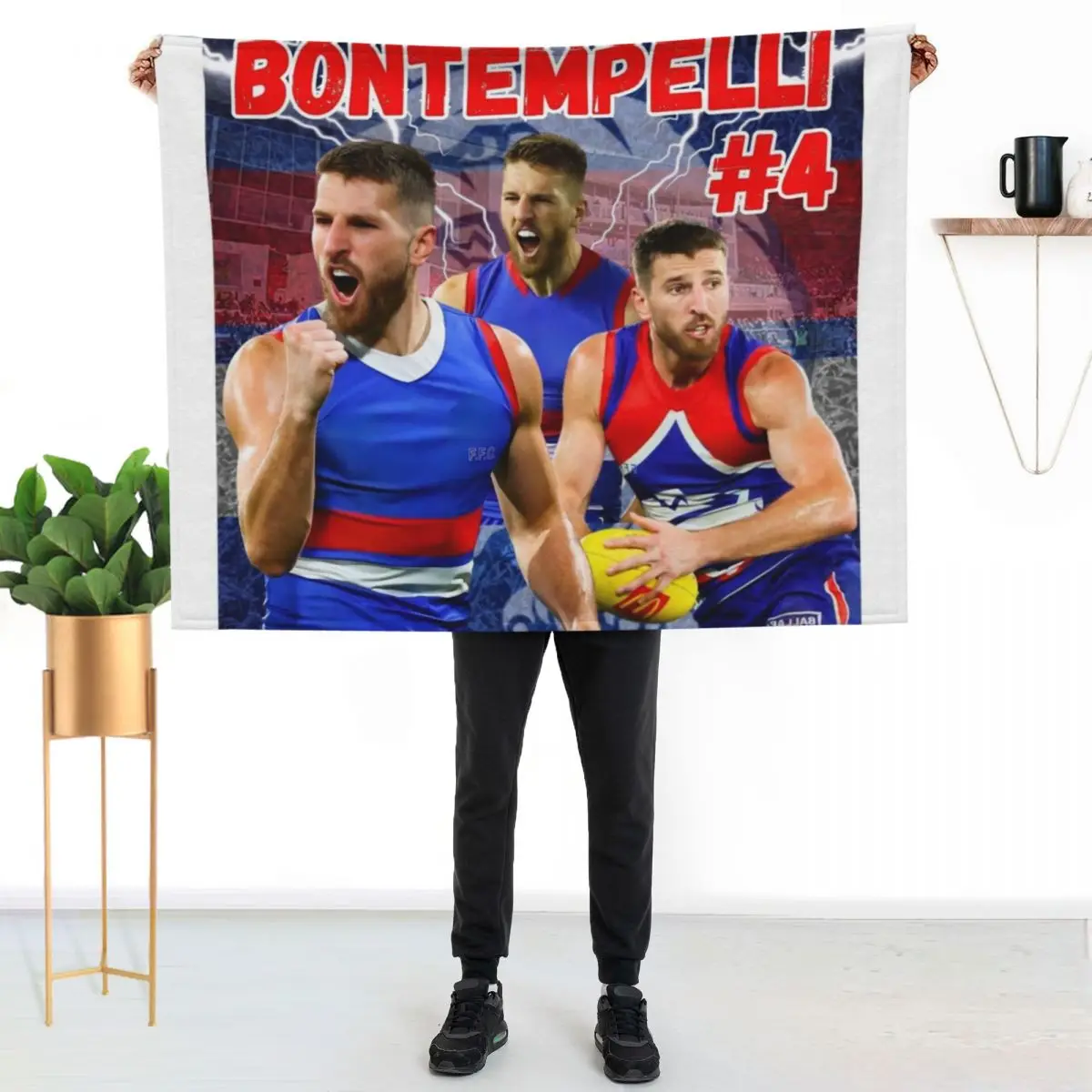 Marcus Bontempelli Western Bulldogs AFL Footballer Throw Blanket Polar For Decorative Sofa Nap Large manga Moving Blankets