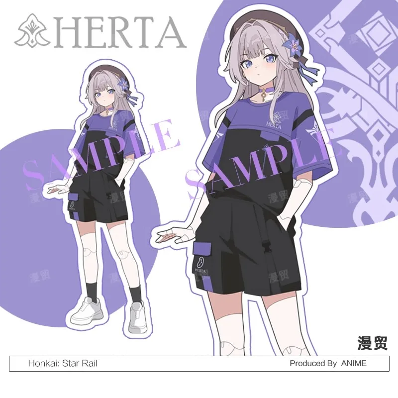 

Anime Honkai: Star Rail Cosplay The Herta Women Summer Loose Top Short Sleeved T-shirt Full Set Carnival Costumes