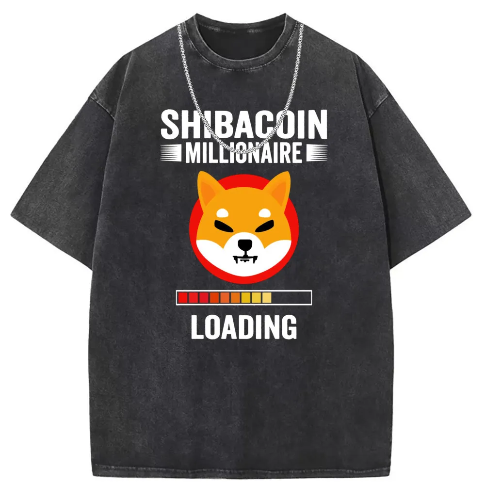 Shibacoin Millionaire Loading Man T-shirts Dog Lover Birthday Gifts Long Sleeve Tee Shirts Men Unisex Printed Washed Sweatshirts