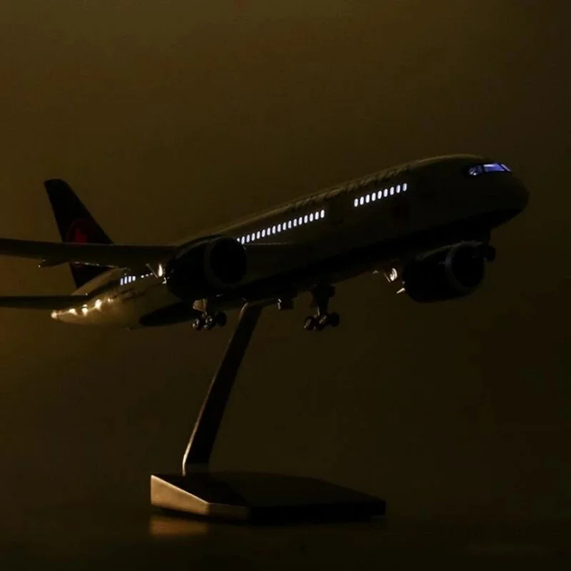 1:130 Scale 43cm Air Canada Boeing B787 Resin Die-Cast Airplane Model with Lights and Wheels Airplane Toys