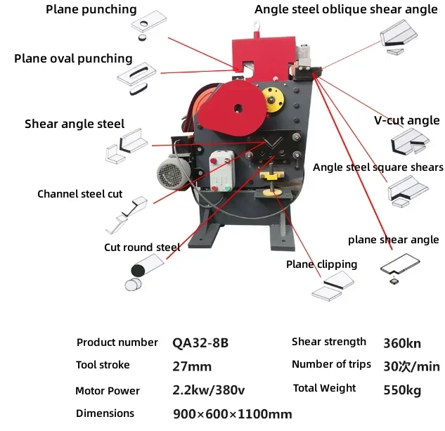 Combined Punching Shearing Machine Metal Sheet Ironworker Hydraulic Combined Punch And Shear Machine Hydraulic Iron Worker