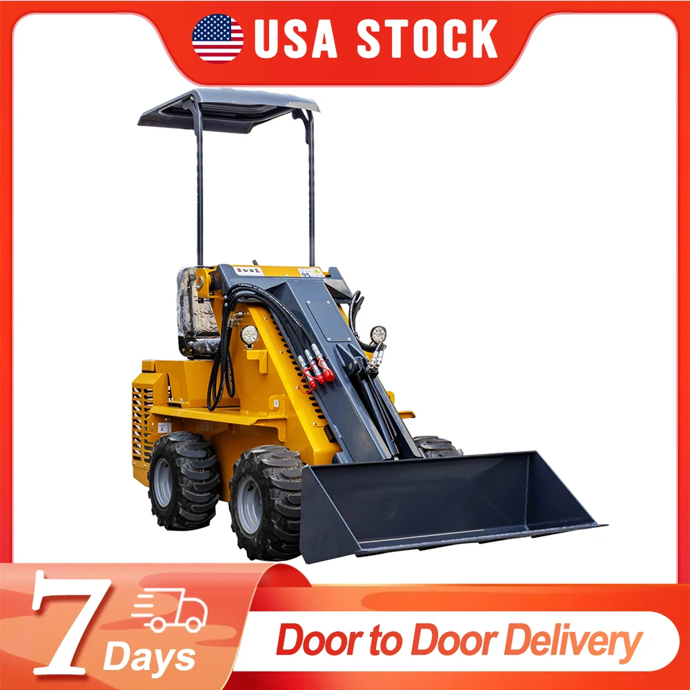 USA Stocked Ride-On Mini Skid Steer Loader Wheel Loader 13.5HP Gasoline Engine Door to Door Shipping
