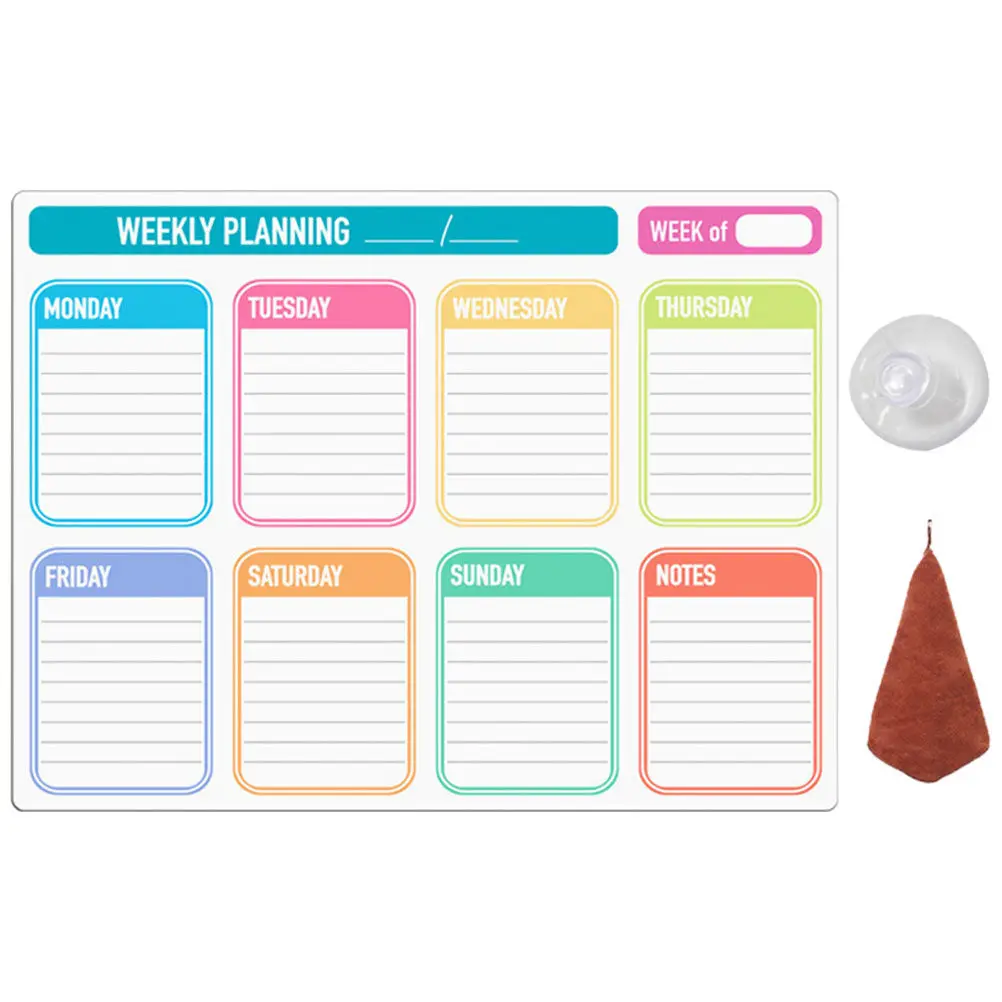 

1Set Magnetic Dry Erase Board Fridge Planner Weekly Calendar Erasable Whiteboard Message Board Menu Organizer for Home Office