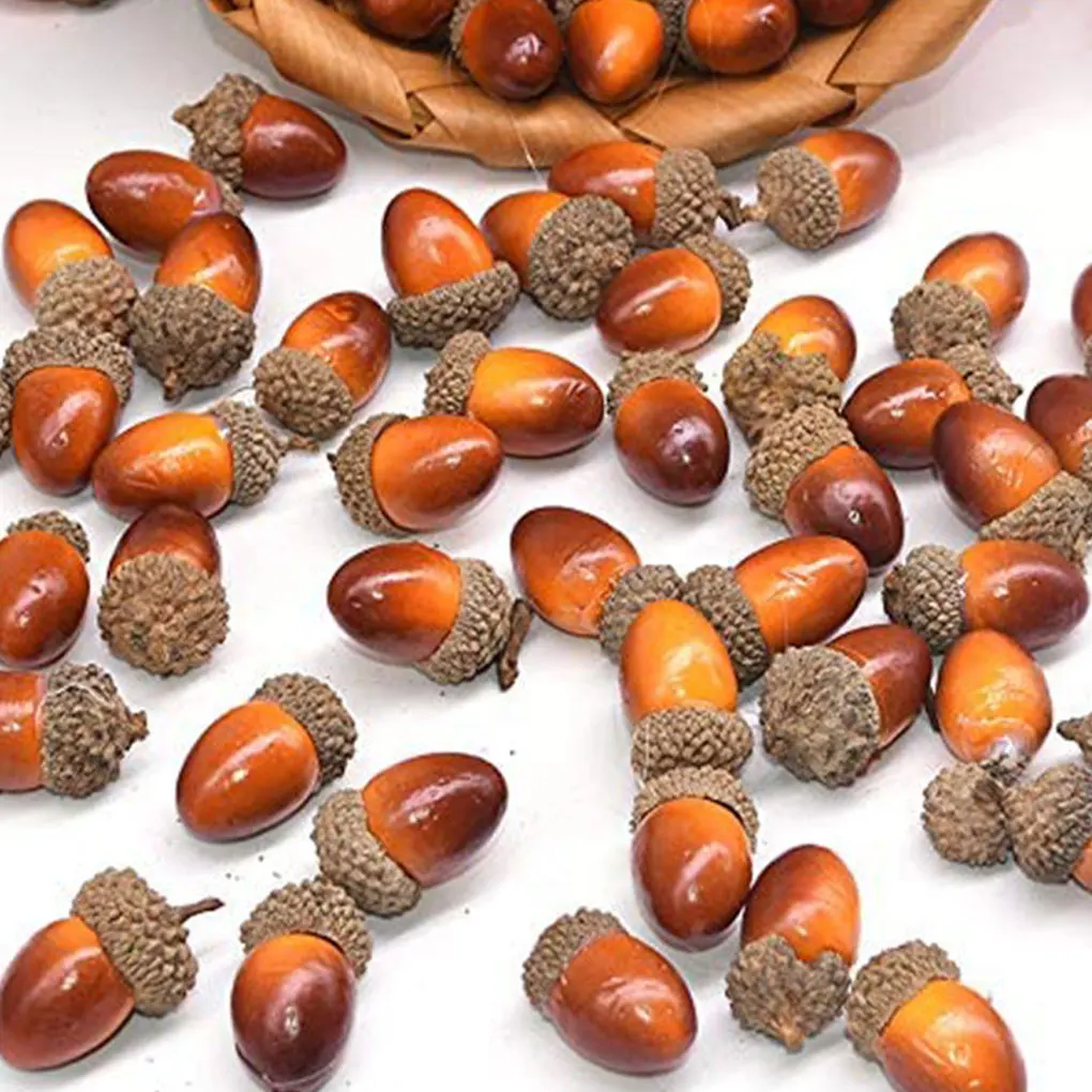 50piece Lifelike Artificial Acorns Ornament Fillers For Fall-themed Parties Thanksgiving Table Decor