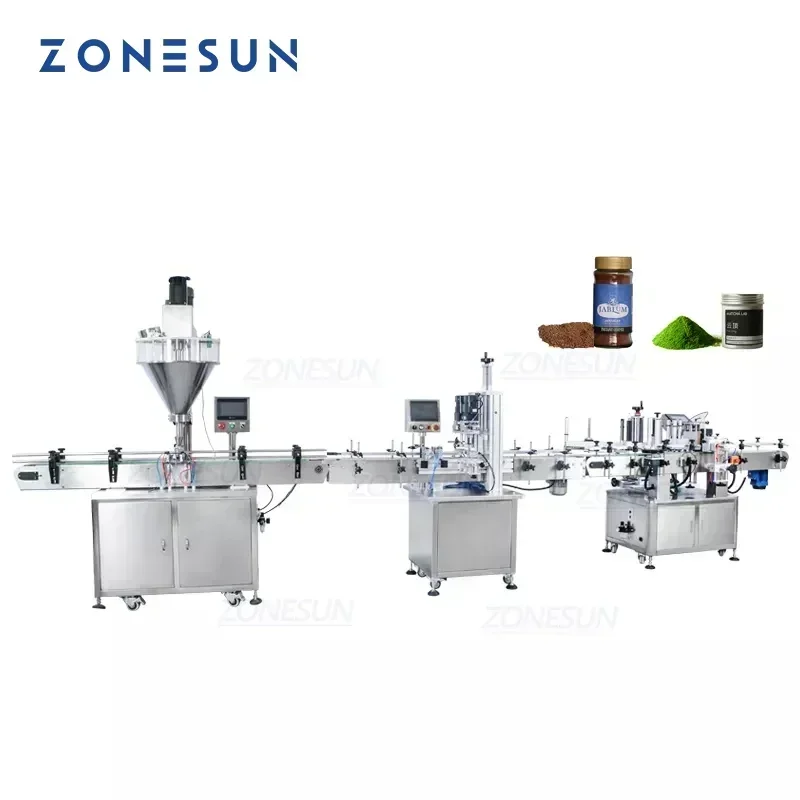 ZONESUN ZS-FAL180P9 Etichettatrice automatica per tappatura e riempimento di polvere per la linea di imballaggio di lattine di latte in polvere e bottiglie di caffè