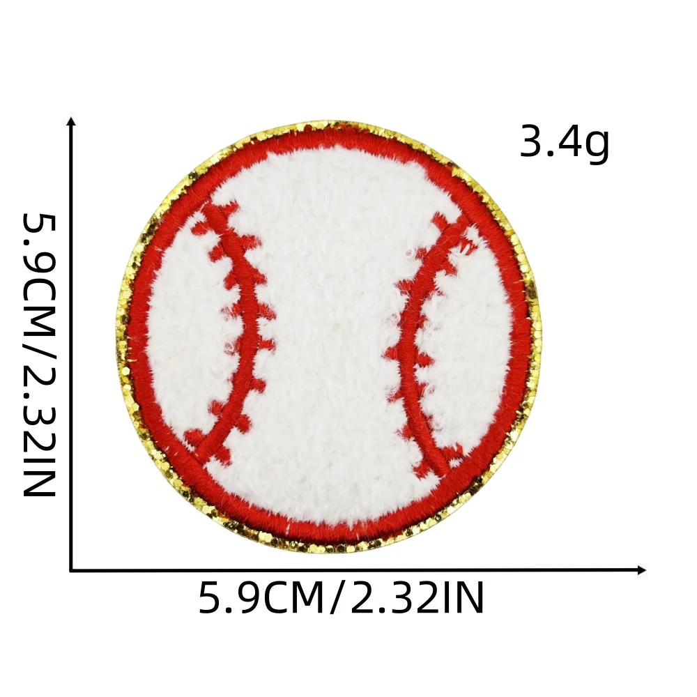 1pc Iron On Clothing Patch Embroidery Chenille Gold Glitter Edge Stickers DIY Basketball Football Baseball Patches Badge Sewing