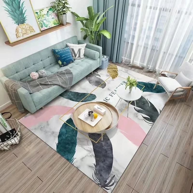 

Nordic Colorful Feathers Style Carpets for Living Room Teenager Room Decoration Carpet for Home Rugs Non-Slip Floor Mats