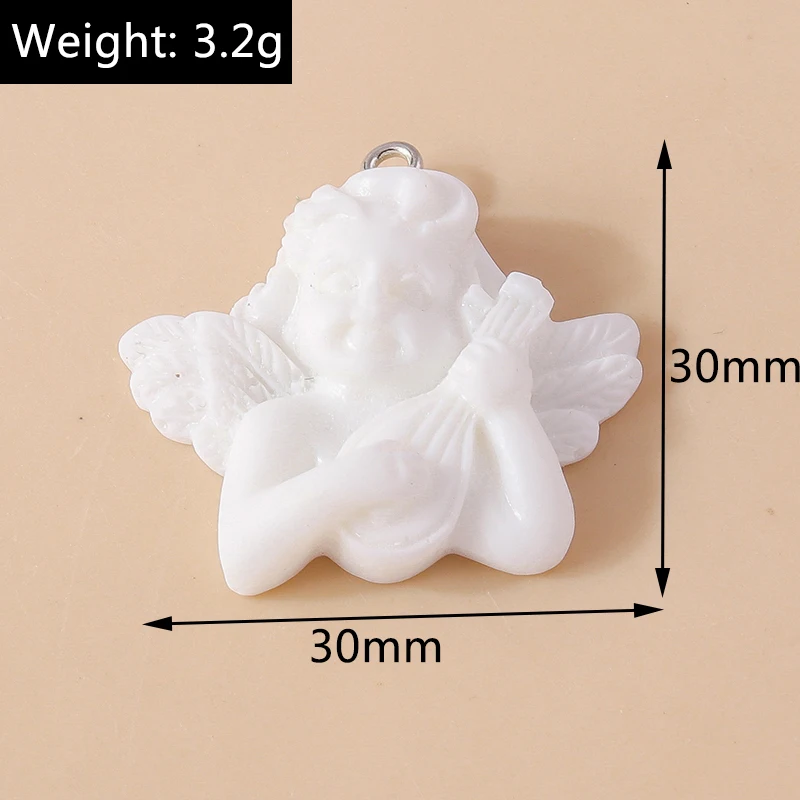 Leslie 10 Stück Harz flache Rückseite weiße Engel Charms Anhänger für Schmuckherstellung DIY Schlüsselanhänger Erkenntnisse Designer Charms – Detail 1