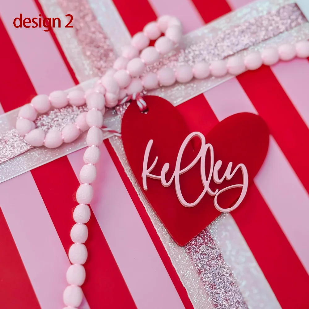 1/5 قطعة اسم شخصي سلة هدايا عيد الحب علامة هدية عيد الحب علامات القلب سلة اسم القلب علامات فقط العلامات