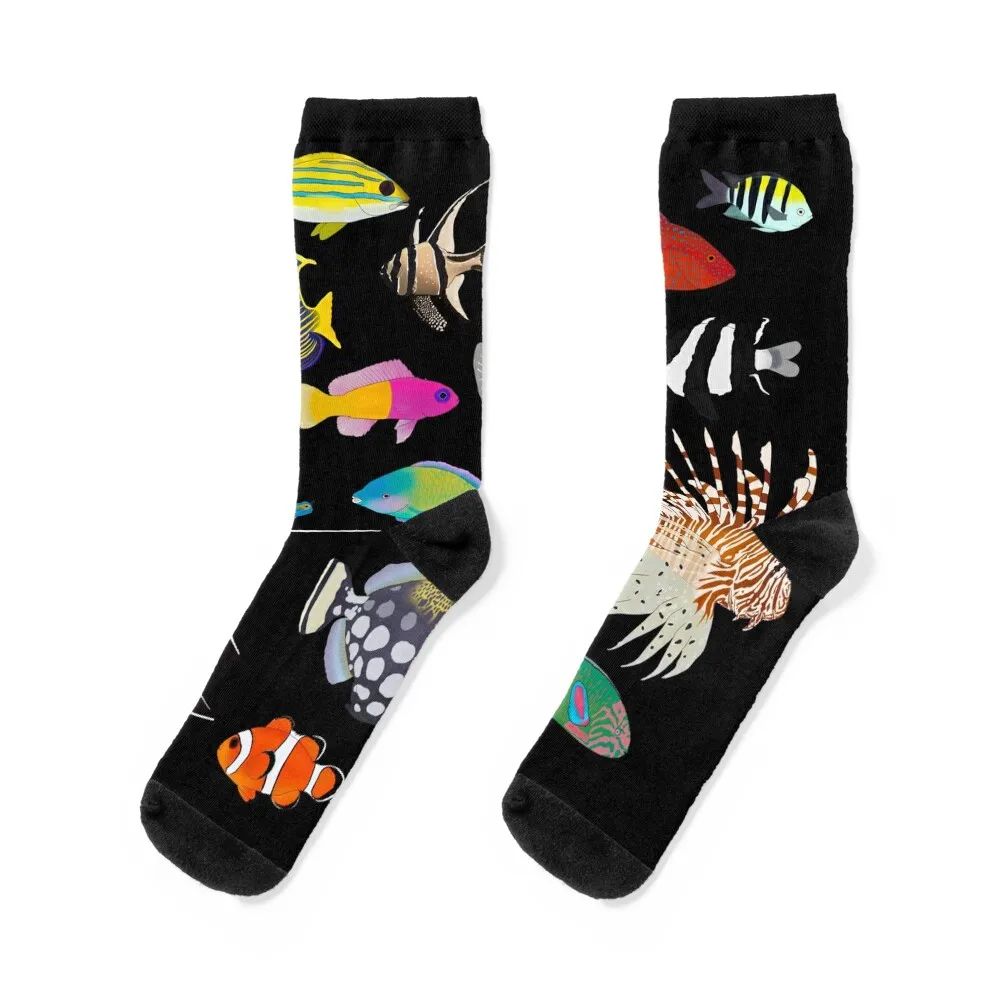 Coral Reef Fishes (Dark) Socks Run soccer anti-slip bright garter ankle Boy Child Socks Women's