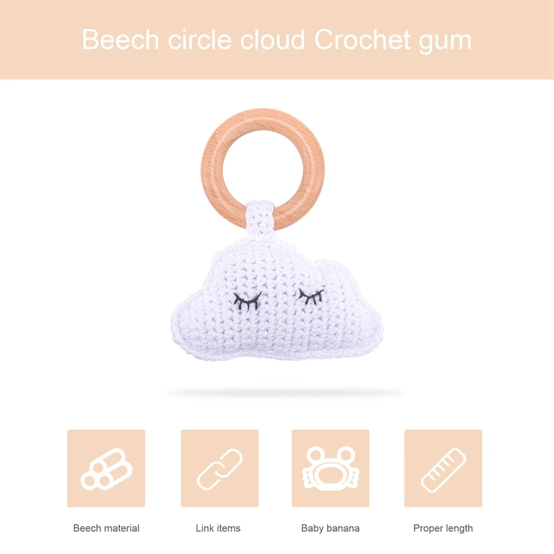 Hochet de lune en bois de hêtre pour bébé, blocs de voiture, jouet en crochet, nuage, anneau TeWindsor, produit mobile, landau CPull, cadeau pour nouveau-né