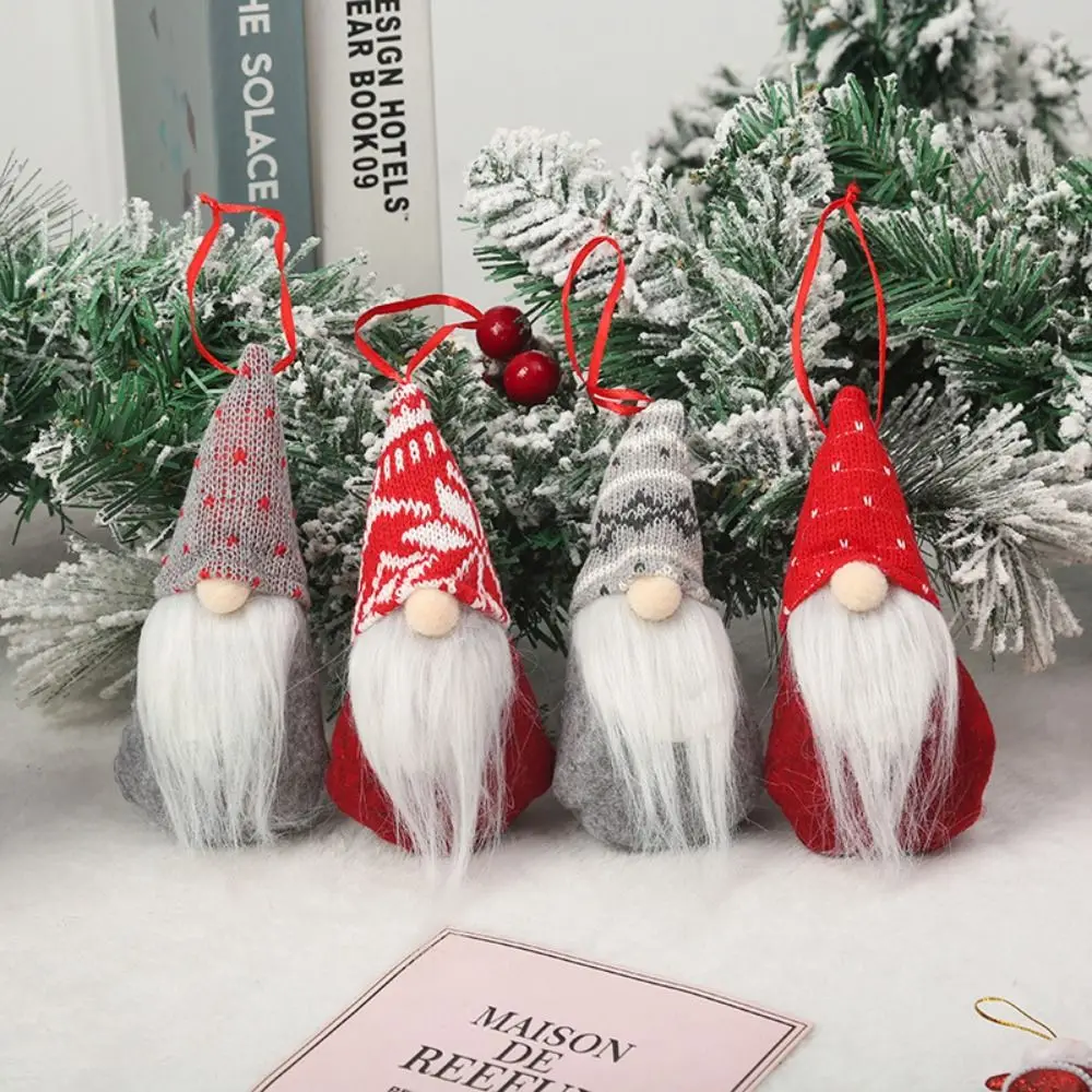 Santa Claus Christmas Gnome Pendant Plush Doll Knitted Christmas Tree Hanging Doll Cute Hanging Pendant Tomte Ornaments Festival