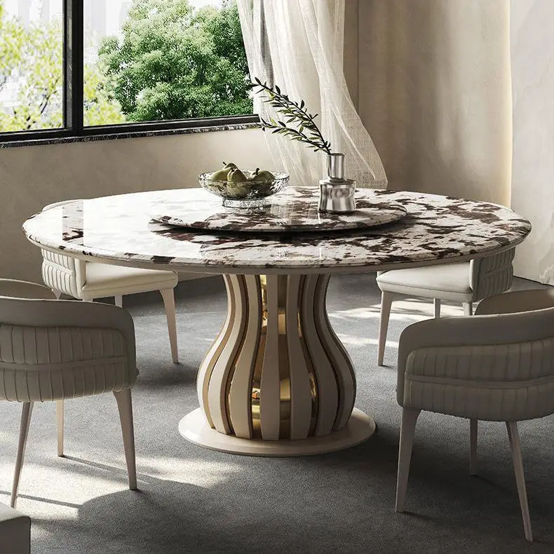 

&c Luxury Modern Marble Dining Room Furniture Table Set Italian Leather Dinner Dining Table and Chairs