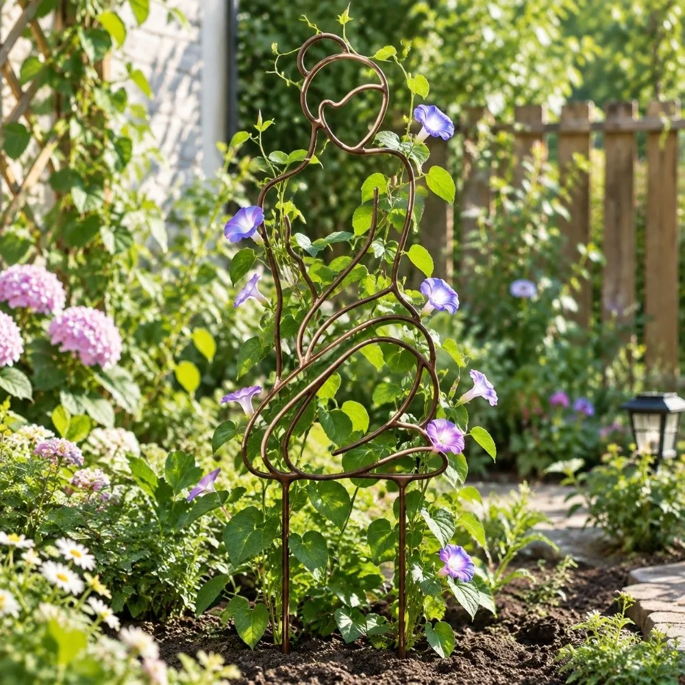Iron Character Silhouette Plant Stand Strong Load Bearing Weather Resistance Plant Fixed Frame Hollow Out Garden Plant Trellis