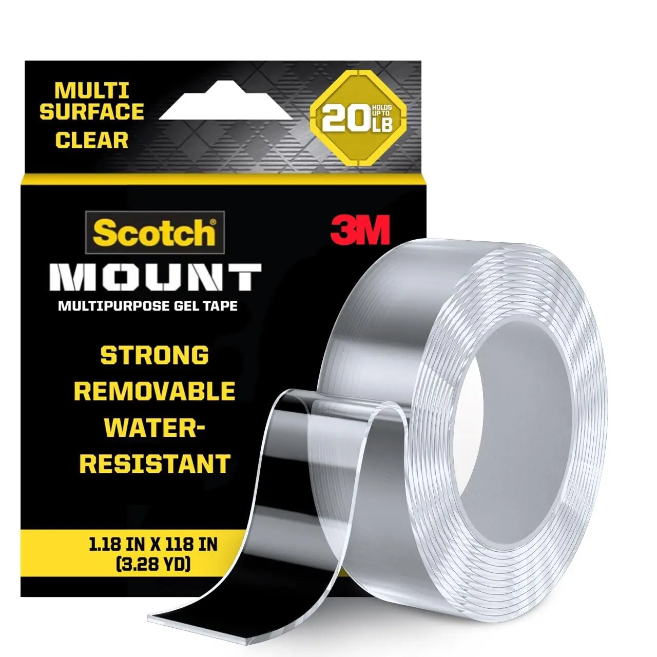 

Double Sided Gel Tape for Heavy Duty Mounting, Removable Nano Tape Holds up to 20 lbs, Clear Water Resistant for DIY Projects