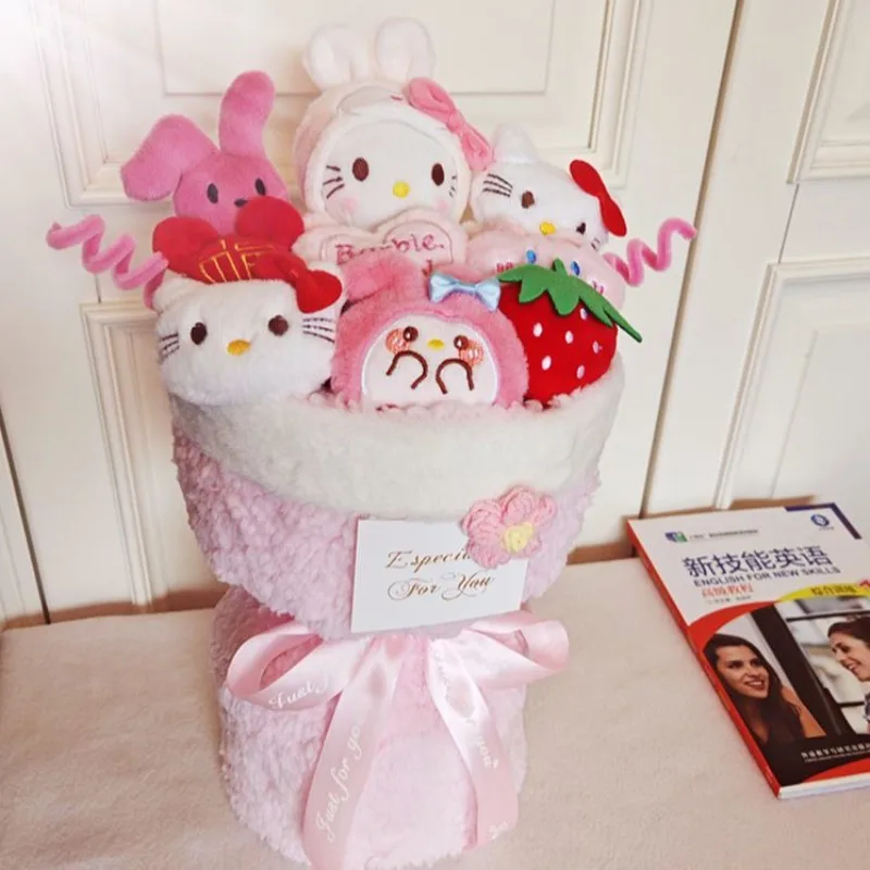 Kawaii سينامورول مرحبا كيتي بلدي ميلودي سانريو الطلاب لطيف الكرتون الدمى باقة ألعاب من نسيج مخملي غرفة الديكور هدية للأطفال