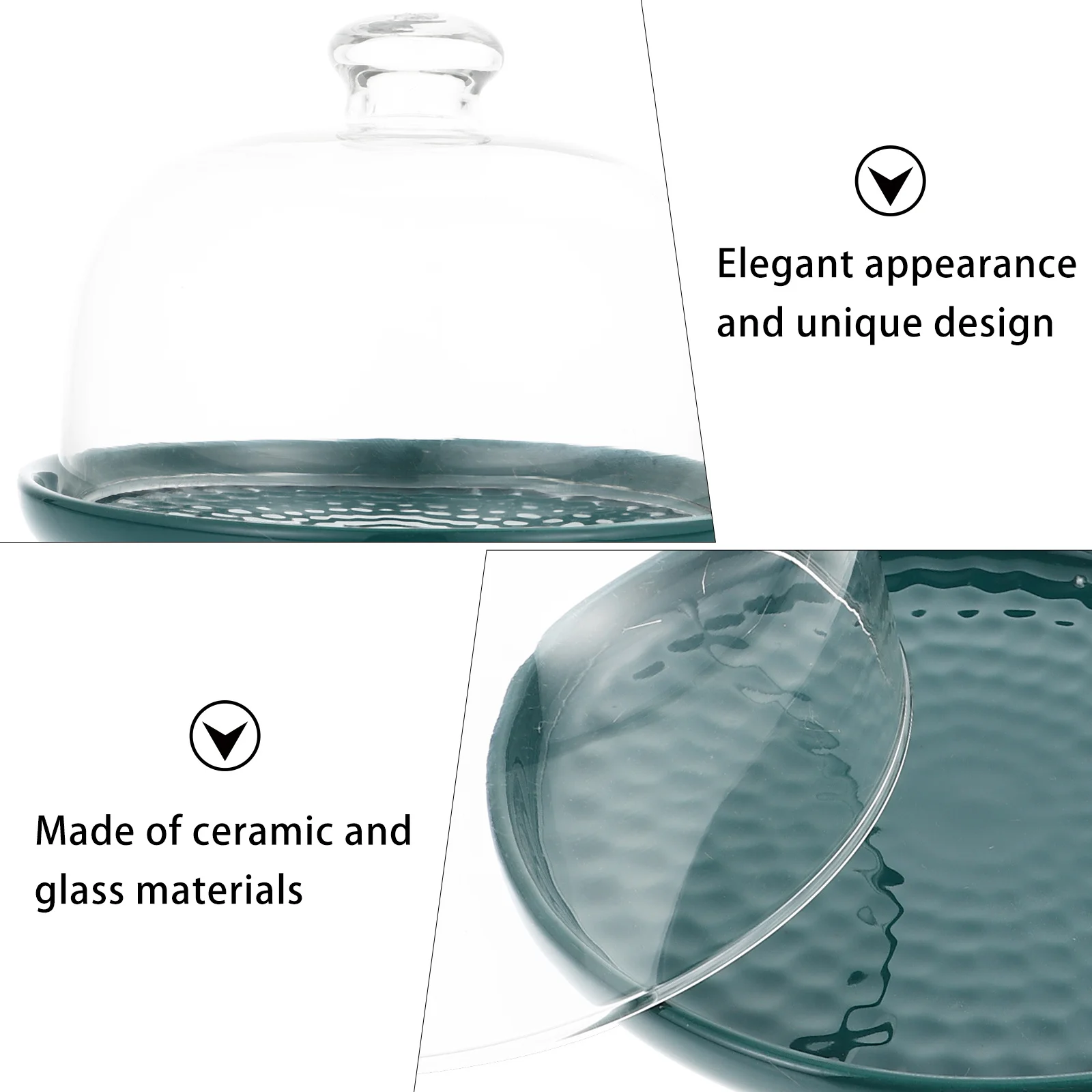

1Set Point Heart Dish Elegant Glass Food Holder for Dining Room Party Supply Baking Serving Tray Green Display Plate