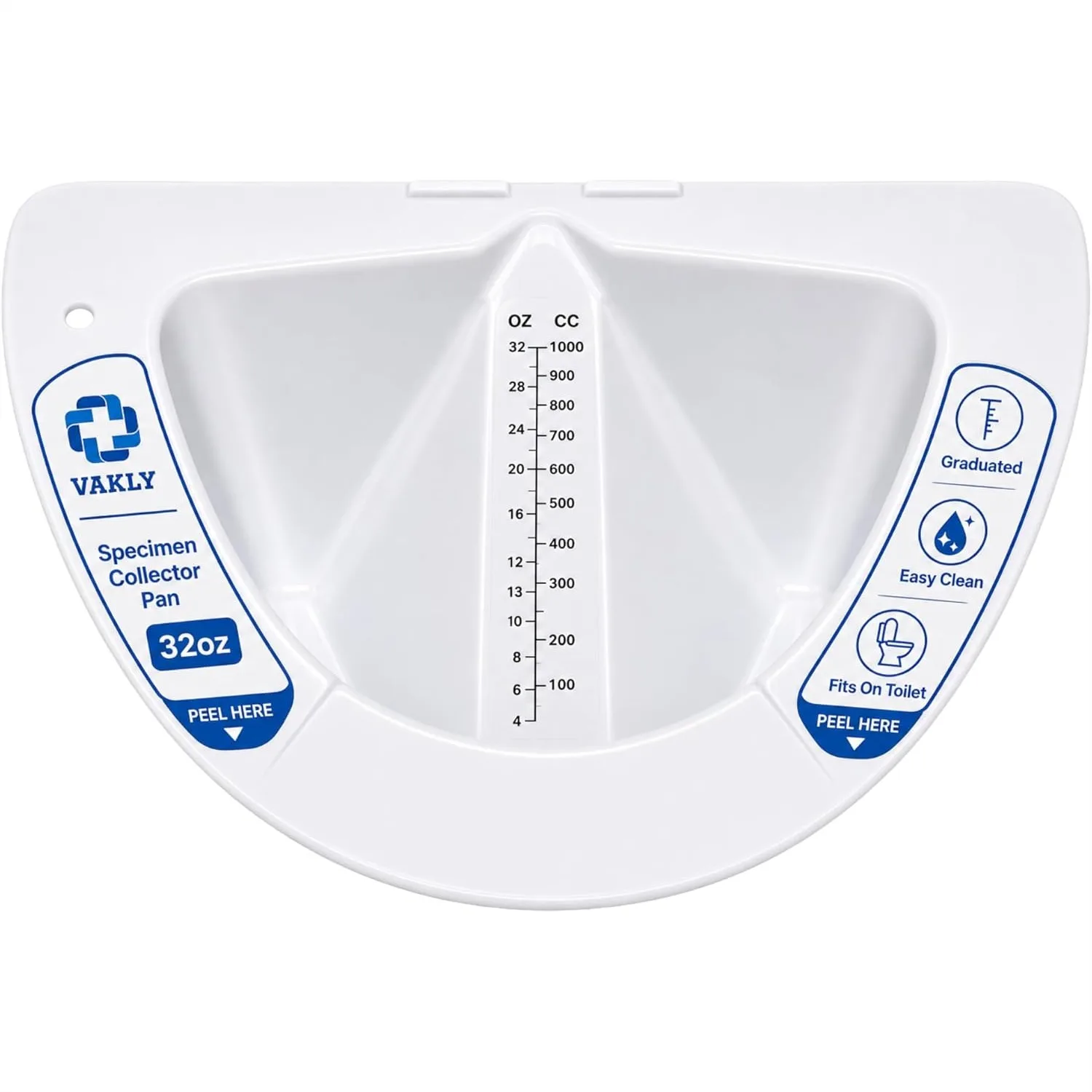 

Graduated Specimen Collector Pan Toilet Nursing Hat for Urine, Vomit & Stool Collection with Easy Pour Spout, 30 oz