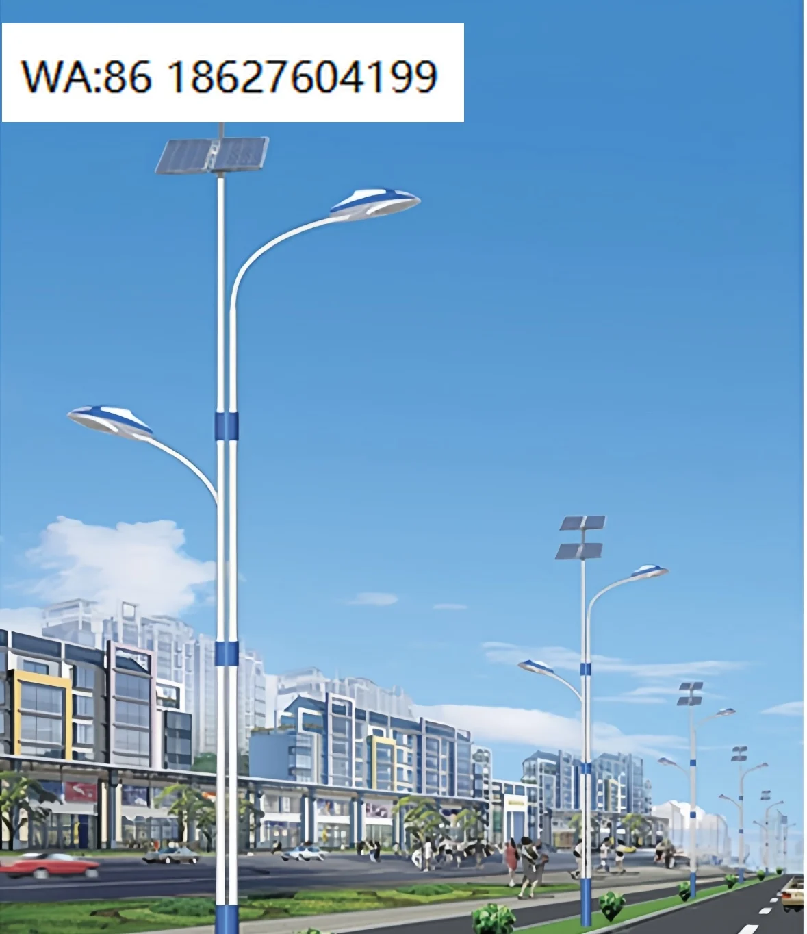 

DC Power Supply IP65 Rated120W Solar LED Street Light with Double Arm Pole for Road Lighting