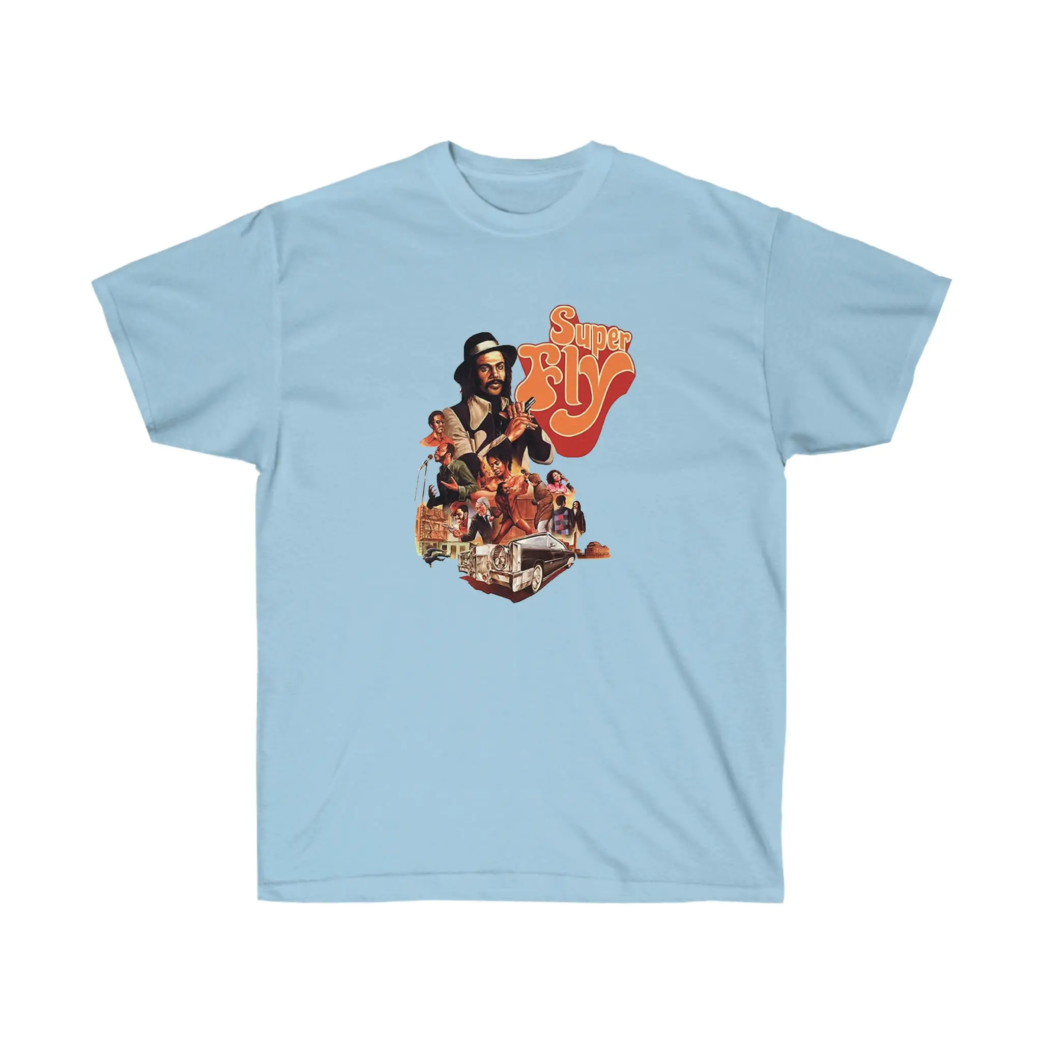 Superfly Movie T Shirt Classic Fit Cotton with Cool Composition Inspired by the 1972