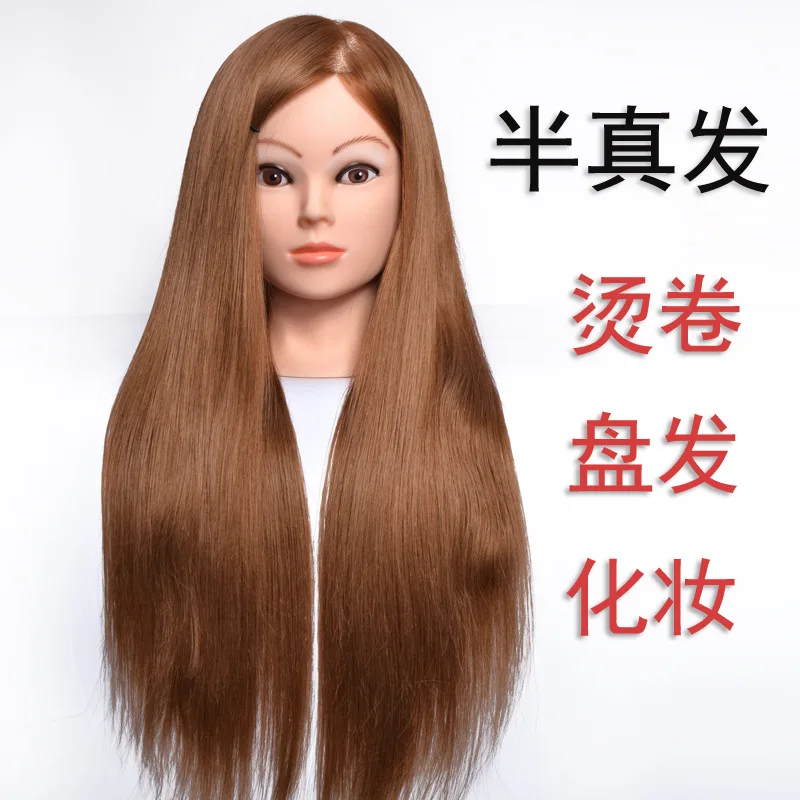 Head Model Real Hair Practice Perm Curly Hair Dummy Head Model Head Production and Wholesale Best-selling K3 Semi-real Hair