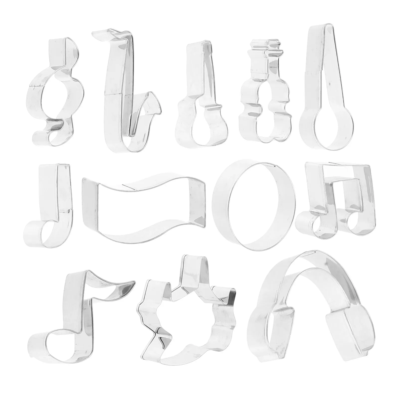 1Set Stainless Steel Music Note Cookie Cutter Set Violin Piano Guitar Eighth Quarter Note G Clef Keyboard Fondant Biscuit Molds