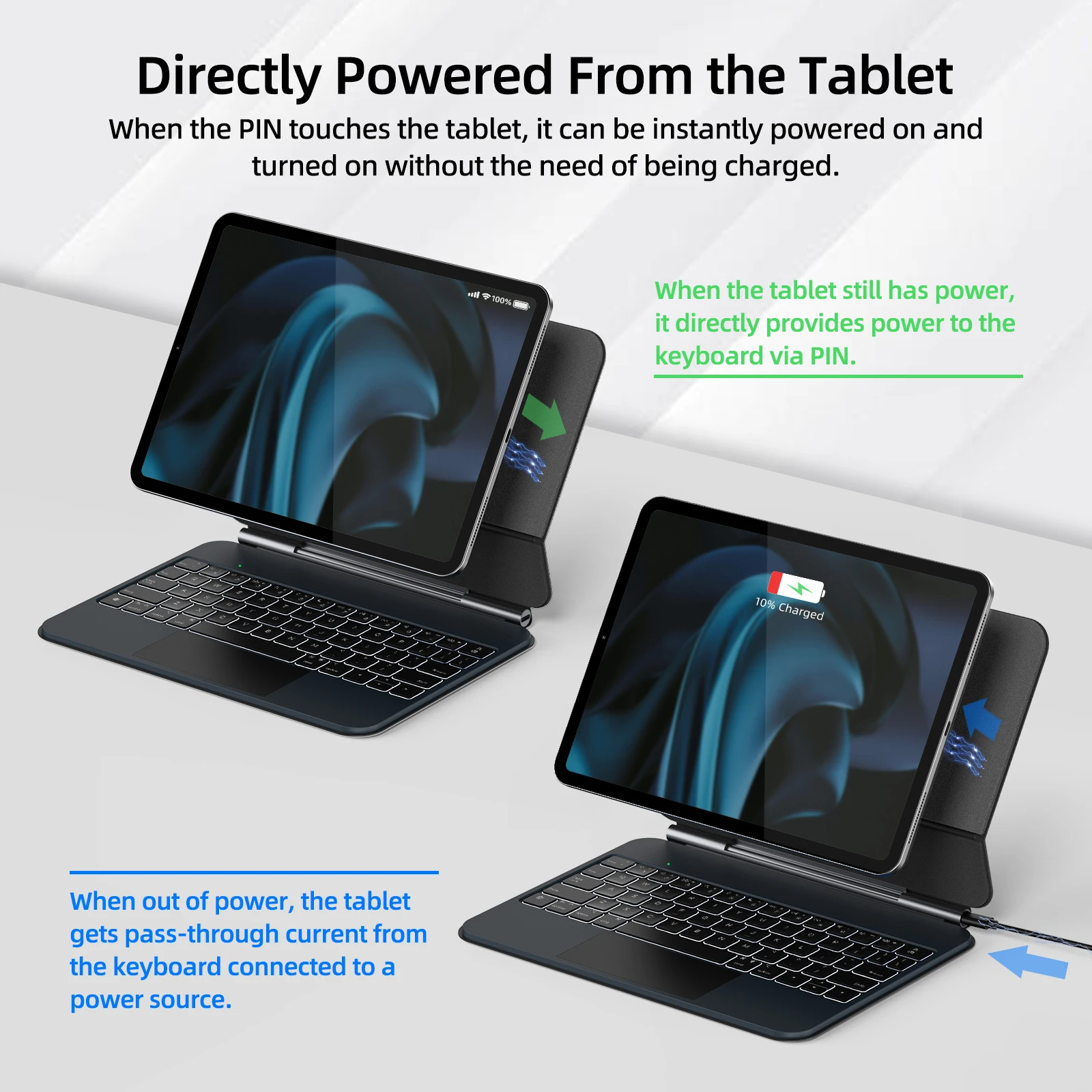 iPad Pro 11 2024 M4 iPad Air 4/5/6 10.9 멀티 터치 터치 패드 스마트 역방향 충전 용 스마트 PIN 플러그 앤 플레이 매직 키보드 케이스 썸네일 3