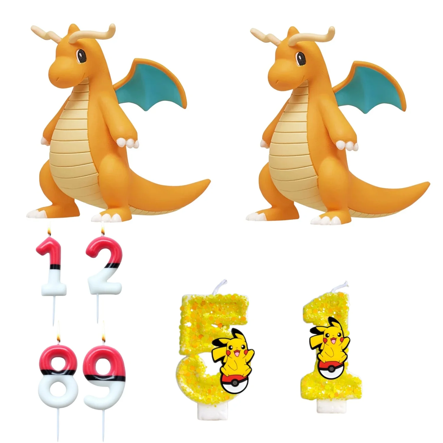 Kerze 5. Pokémon-Monster Digitale Kerze Pikachu Tortenkerze Dekoration für Pokémon Geburtstagstorte Kinderparty-Zubehör
