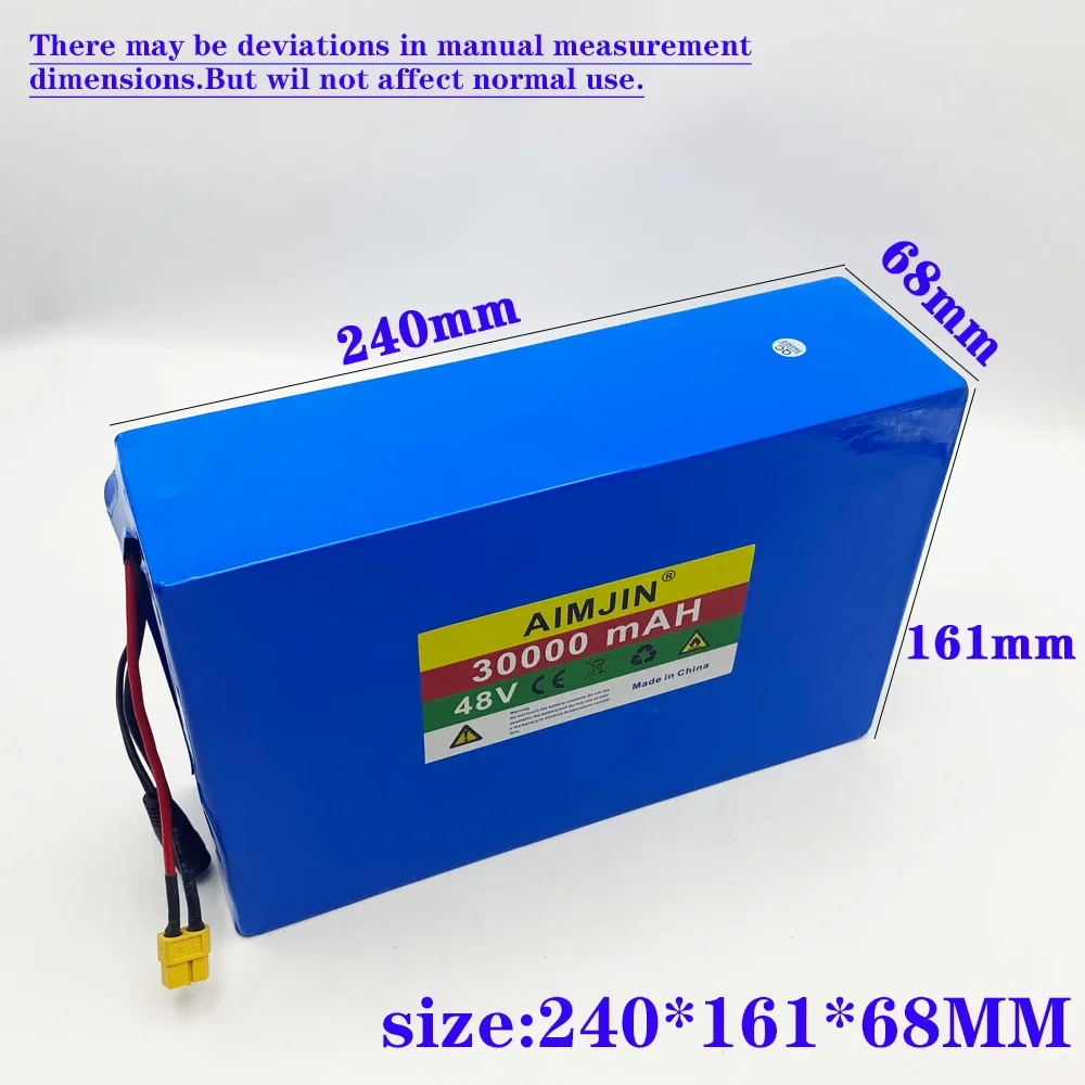 13S8P Battery 48V 30000mAh Lithium Battery Pack 1000W Bicycle Battery with Built-in 50A BMS