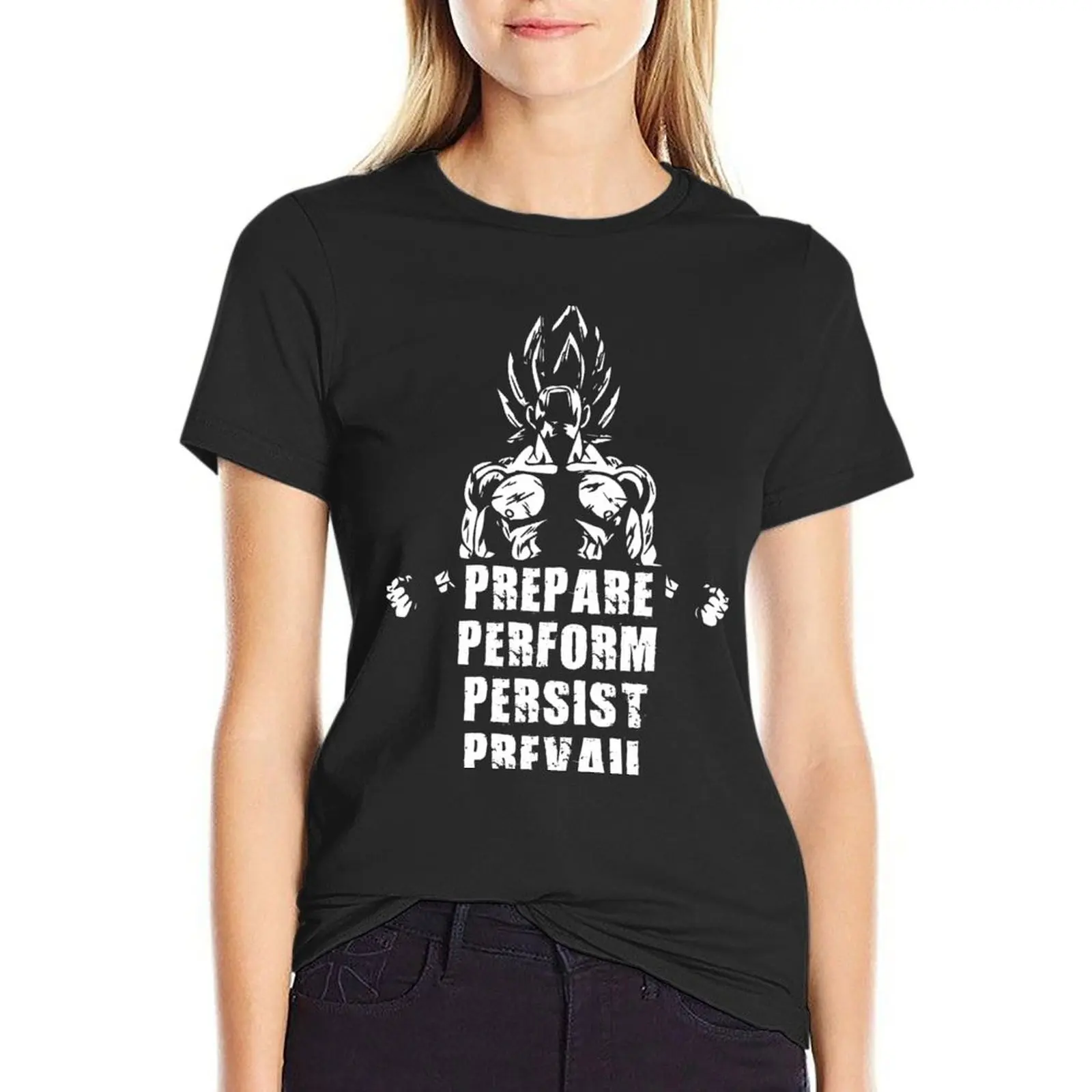 

Prevail - Anime Workout Motivational T-Shirt hippie clothes plus size tops blanks vintage t-shirt dress for Women long