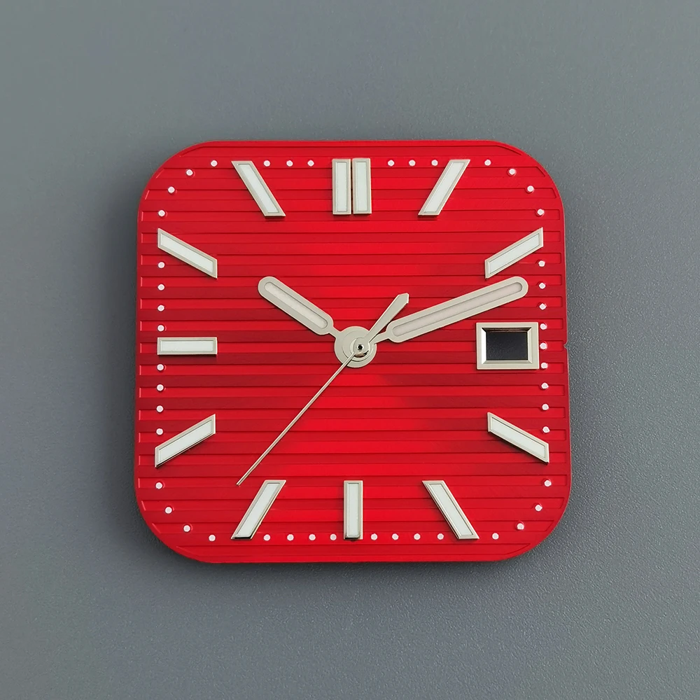 29.5 مللي متر شعار مخصص قرص ريترو مربع مخطط أفقي ، مناسب لملحقات ساعة الحركة الأوتوماتيكية NH35/36