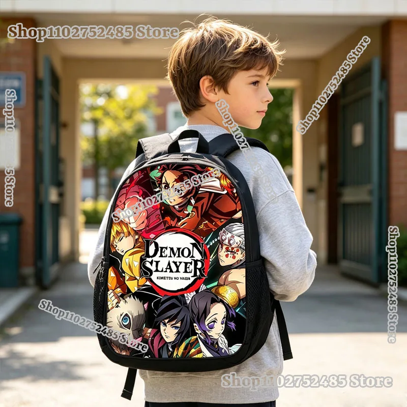 Anime Demon Slayers Backpack Game Cartoon Tanjiro Nezuko Print Schoolbag Student Bookbag Back To School Bags Christmas Gifts view 4