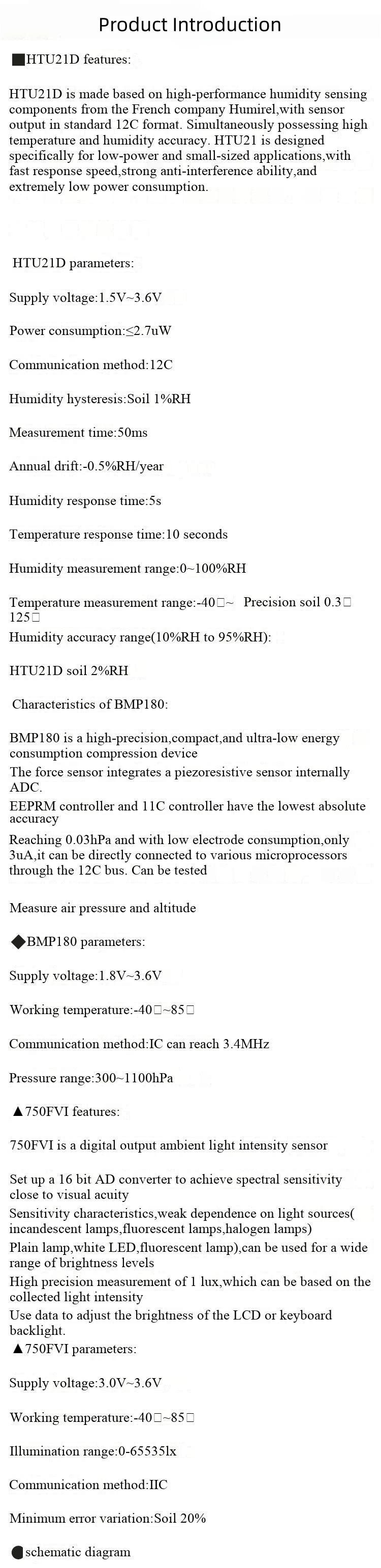 HTU21D+BMP180+BH1750FVI Temperatur-, Feuchtigkeits-, Druck- und Lichtsensormodul – Detail 2