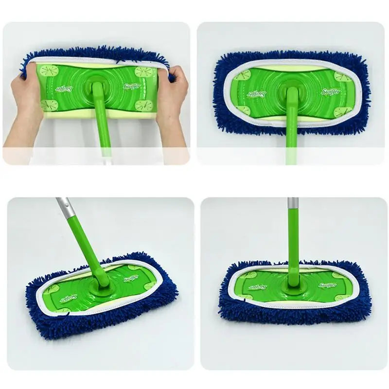 Mop Pads Refill Thickened Elastic Band Flat Mop Cloth Microfiber Chenille Replacement Rotary Mop Cleaning Pad For Bathroom Floor