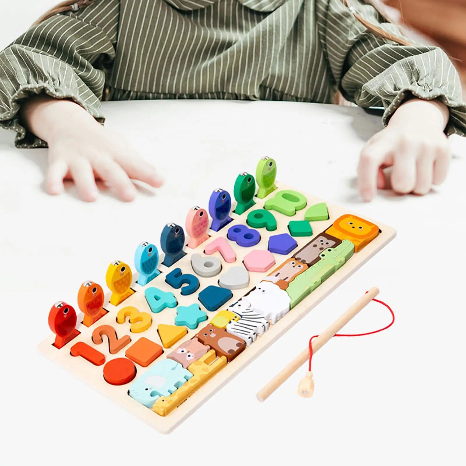 Wooden Fishing Game Hand Eye Coordination Color Matching Color Shape Sorting Matching for Boys Girls Children Kids Baby Gift