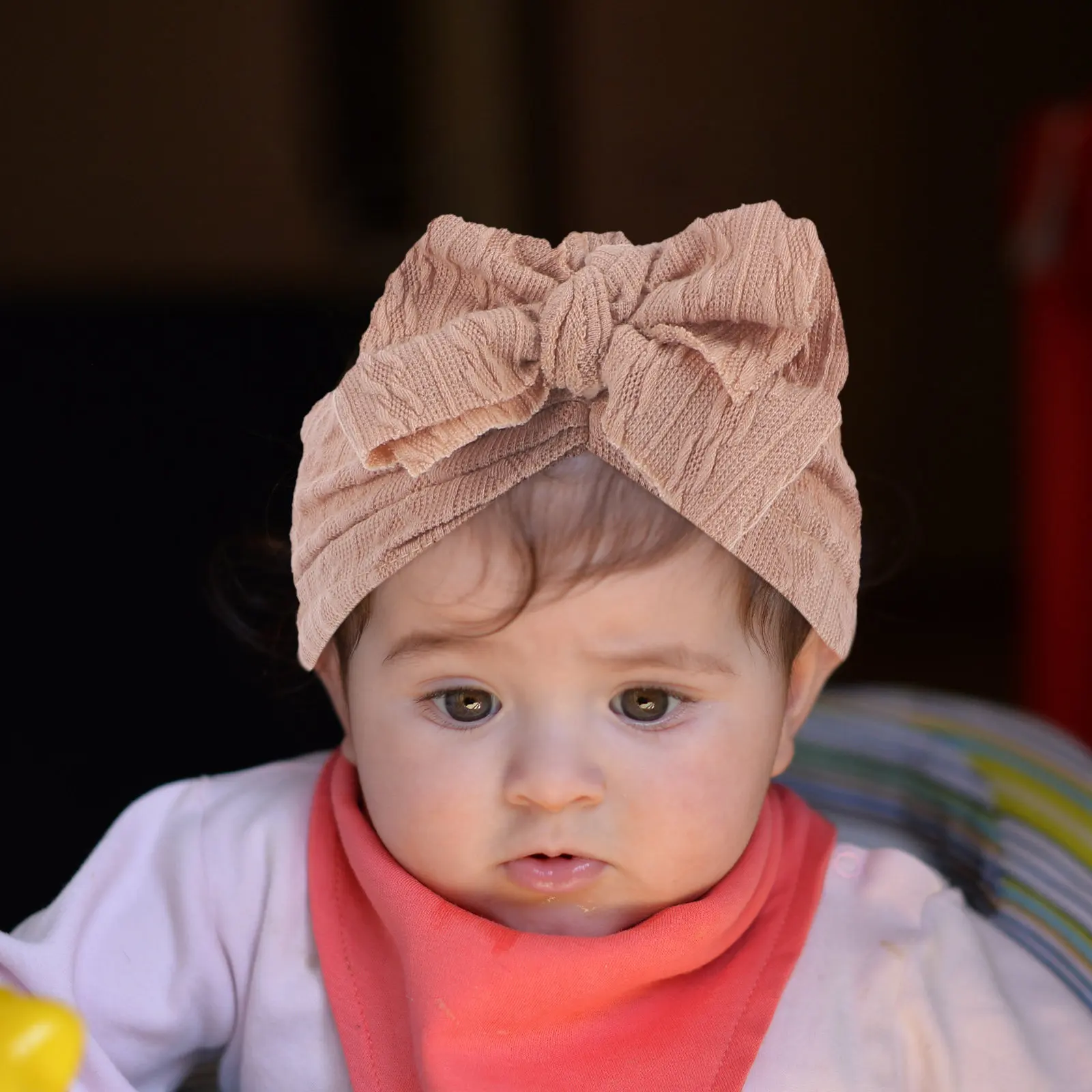 

Baby Girl Cloth Hat with Big Bowknot Newborn Elastic Headwear Cute Soft Cap for Parties Birthdays Christmas Gift Infant Turban
