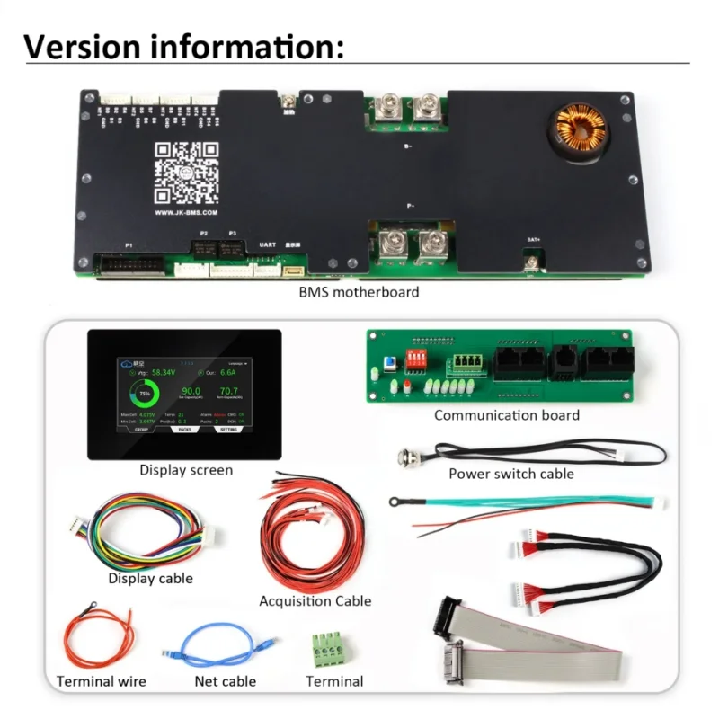 JK BMS V19 Bms 16s 51.2v Lifepo4 100A 200A JK Home Energy Storage BMS Active Balance 1-2A LiFePo4 Battery  V19 Version