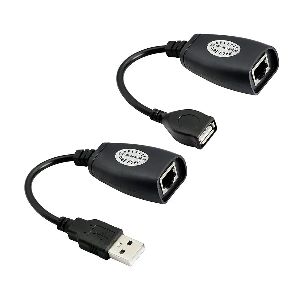 

USB 1.1 2.0 Power Cord Extender Over Cat5 Cat5E Cat6 Ethernet Cable Transfer Distance Up to 30M RJ45 Sender and Receiver