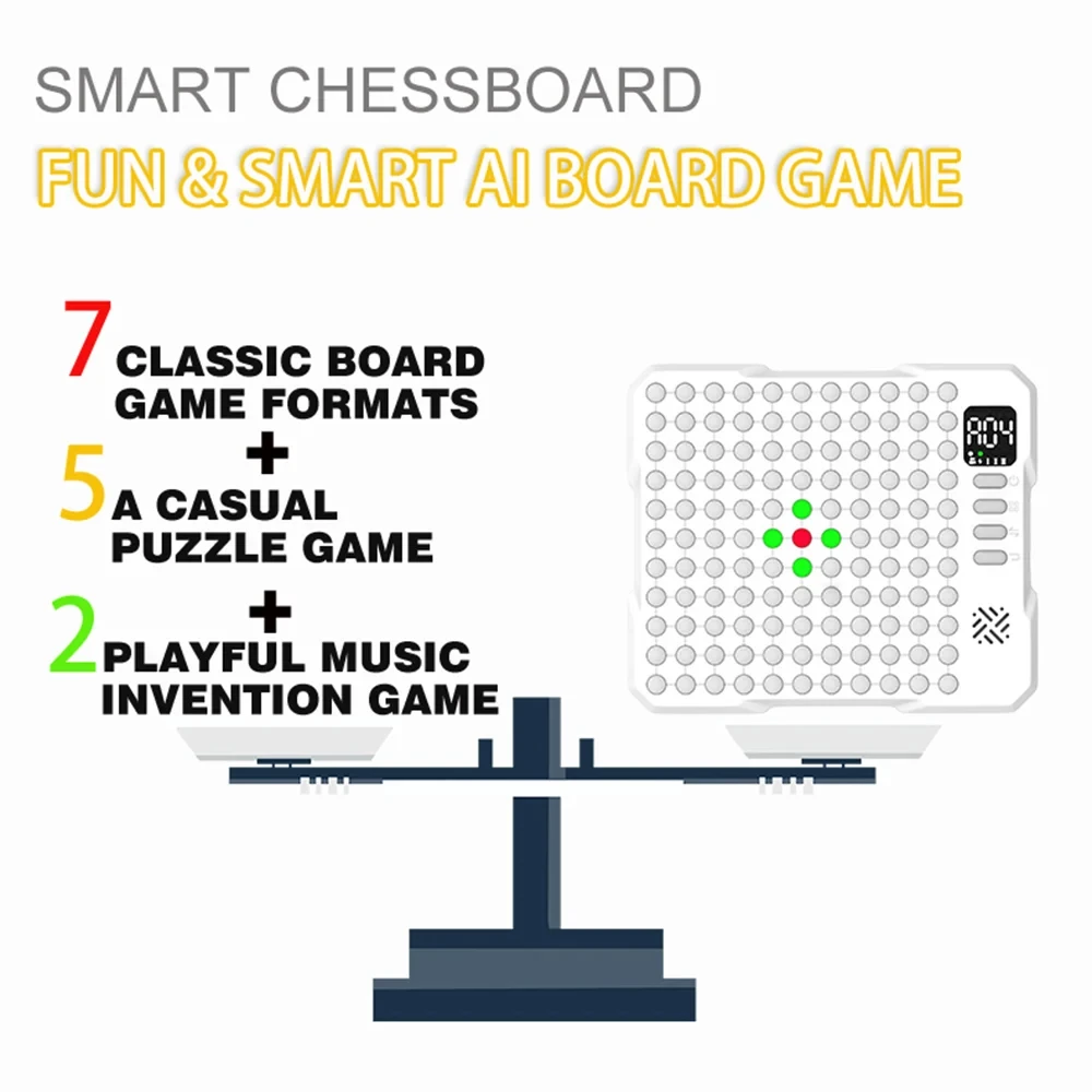Juego de Mesa Electrónico Multifuncional 14 en 1, Ajedrez, Backgammon, Go, Tres en Raya, Whack-a-Mole, Combe, Juguete Educativo para Niños