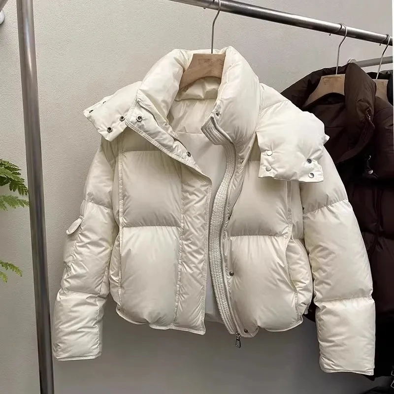 Nueva Chaqueta de algodón para mujer, abrigo holgado con capucha para mujer, versión coreana, prendas de vestir exteriores cortas acolchadas de algodón para invierno 2025