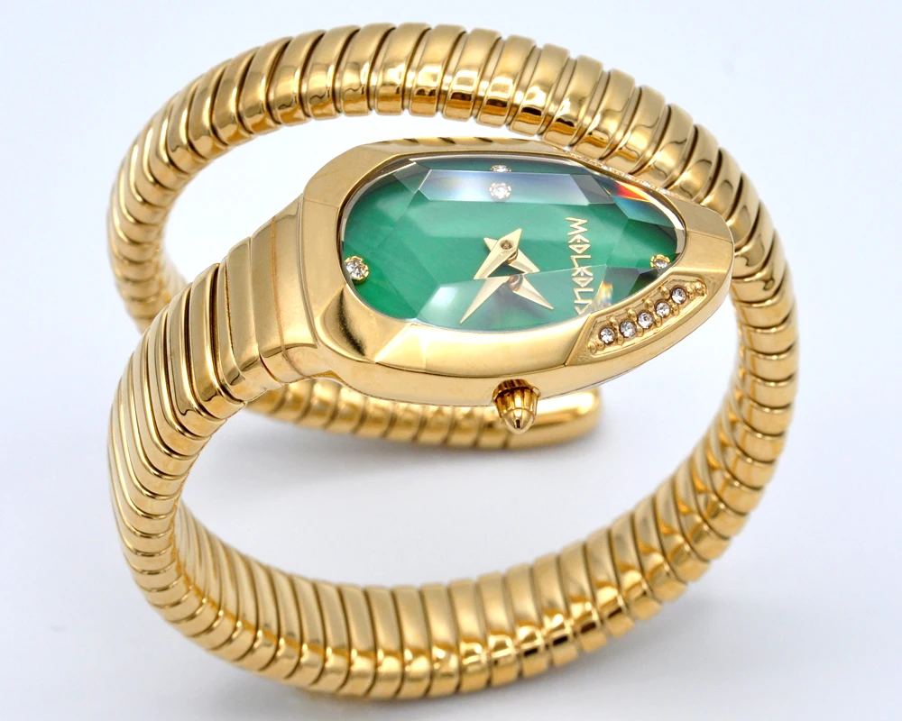 2026 High Quality Gold Diamond Set Snake Shaped Dress Watch Bangle Style Fashionable Unique Brand Same Style Women's Wristwatch S49cc4c460a5d4b1e9d339fb92e5297c8p