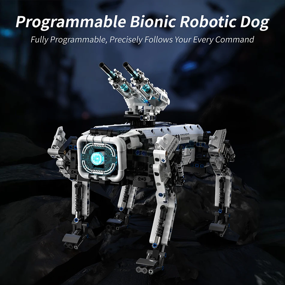

STEAM Military Programmable Bionic Robotic Dog Building Blocks Remote Control Armed Mechanical Dog Model Bricks Toys Kids Gifts