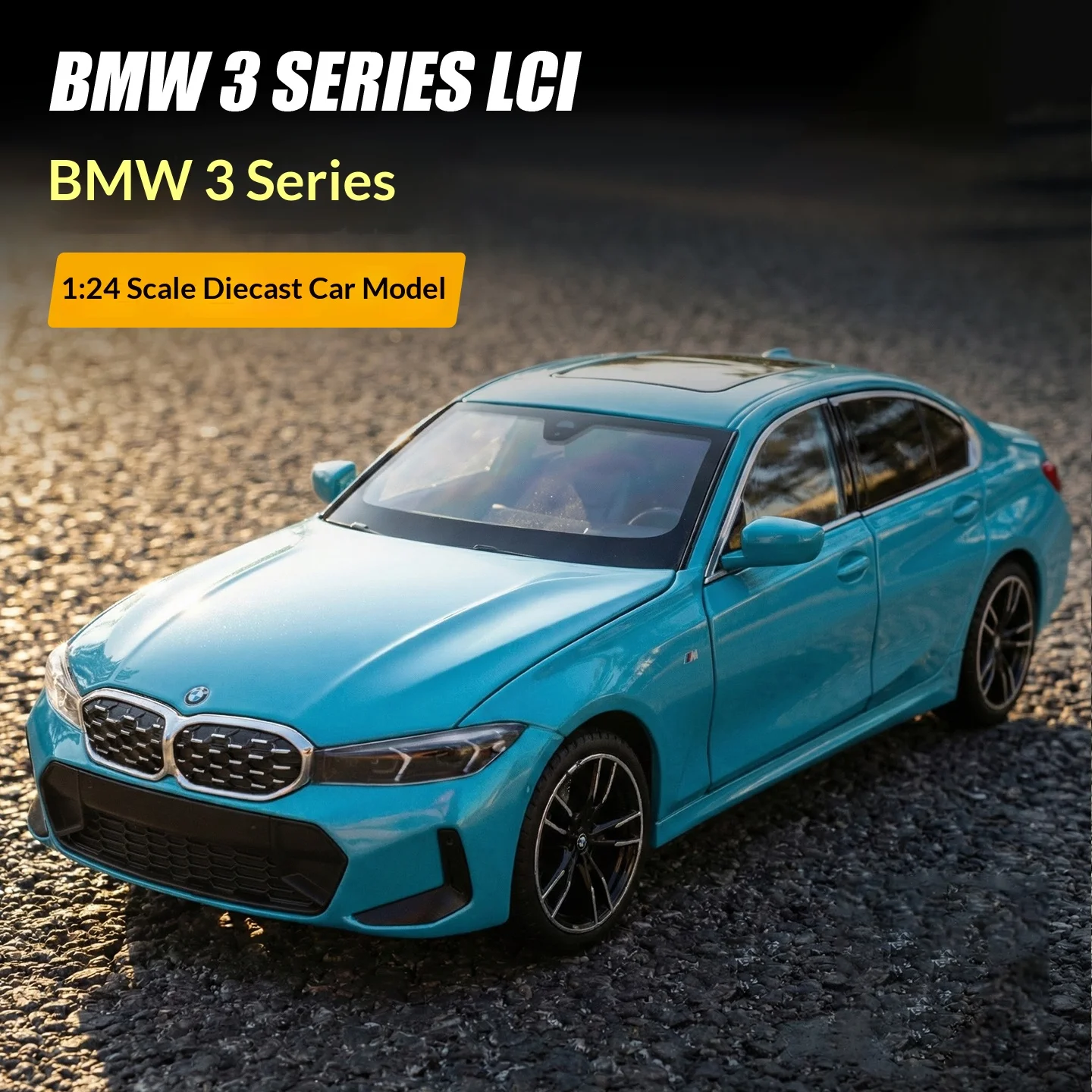 Alloy 1/24 scale BMW 3 series car model simulation interior details sound and light pull back adult collectible ornament