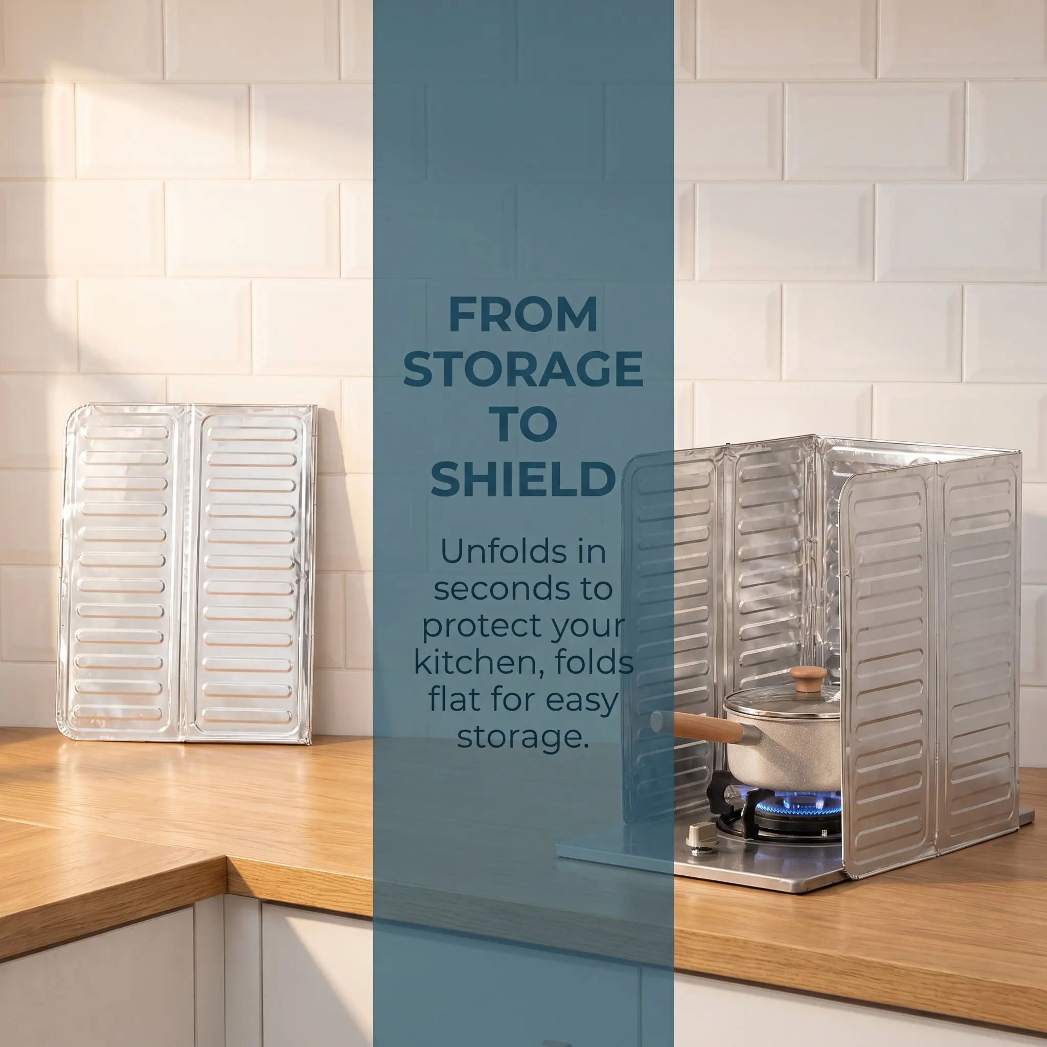 6Pcs Foldable Aluminum Foil Oil-Splash Boards with Curled Edges for Safe Easy Handling Heat-Resistant Kitchen Baffles Oil