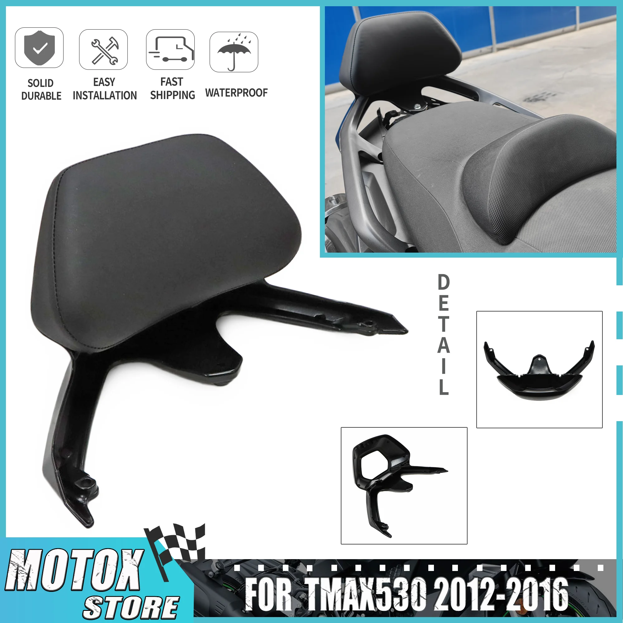 Motorcycle Rear Seat Backrest Fit for YAMAHA TMAX530 T-MAX530 2012 - 2016 TMAX 530 2015 Sissy Rack Cushion Pad Holder Support