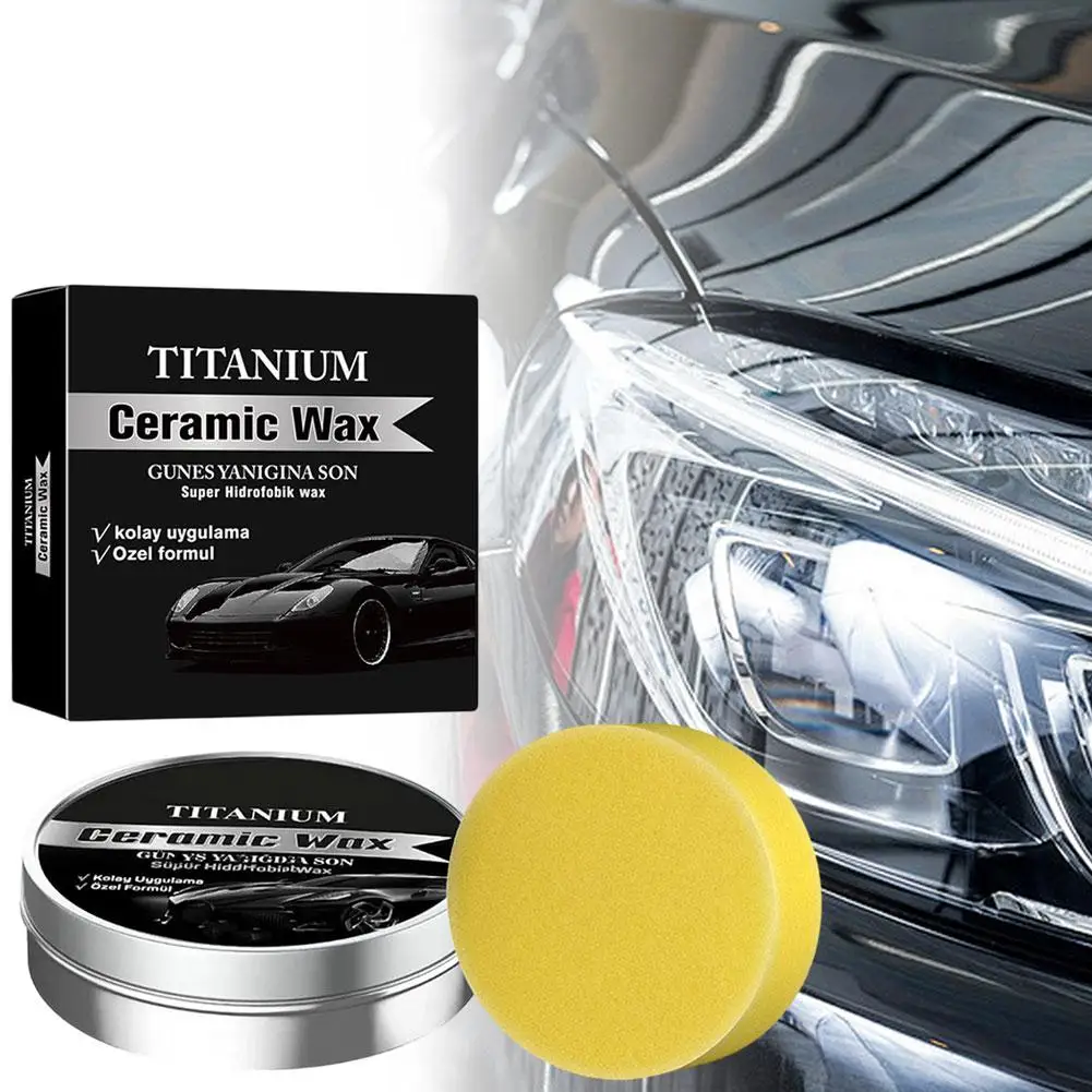 1-5pcs Ceramic Wax Cream Easy Apply Titanium Ceramic Car Wax Waterproof Scratch Resistant Paint Sealant With Applicator Sponge view 3